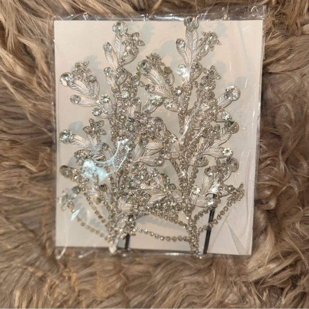 2pcs Wedding Head /Hair Piece for Bride, Clear Rhinestone, Diamond NEW Prom​